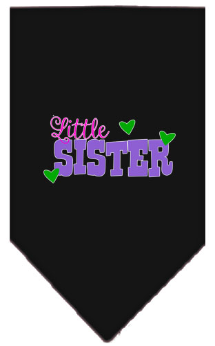 Little Sister Screen Print Bandana Black Large
